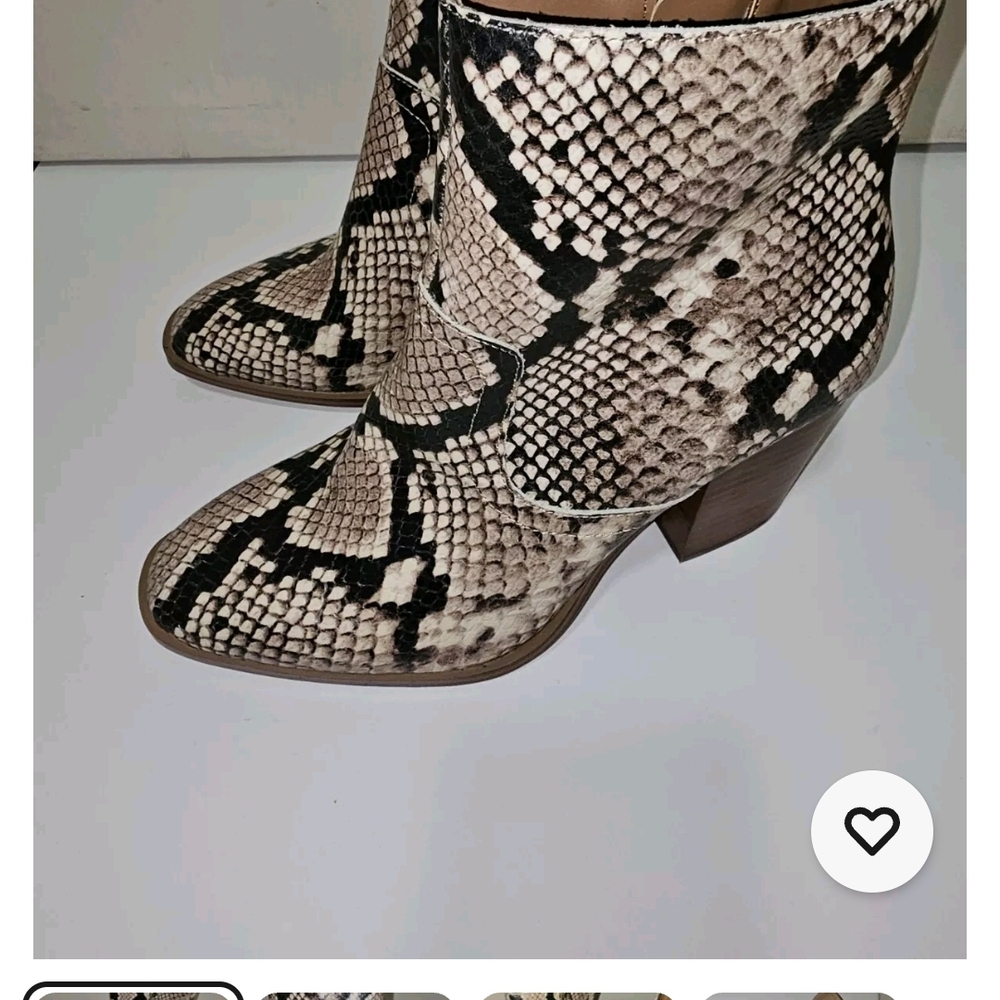 Aldo Black and Cream Snakeskin Ankle Booties